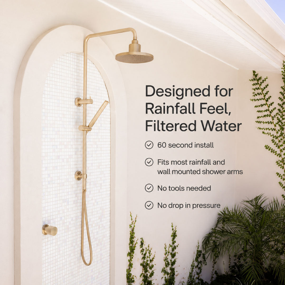 Outdoor Brushed Brass Filtered Shower